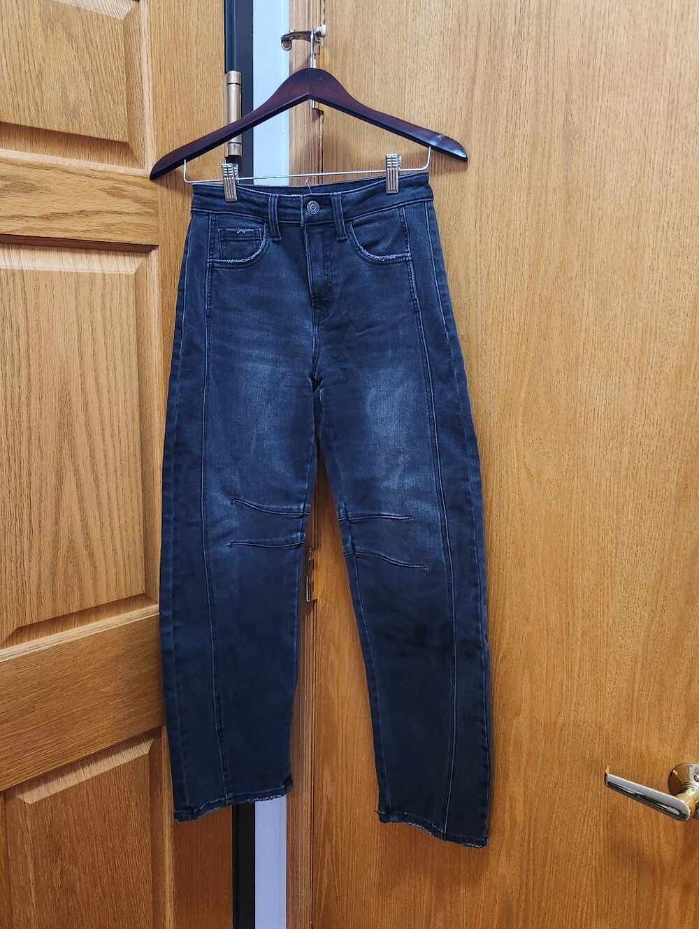 Flying Monkey Women's Washed Black Barrel Jeans
